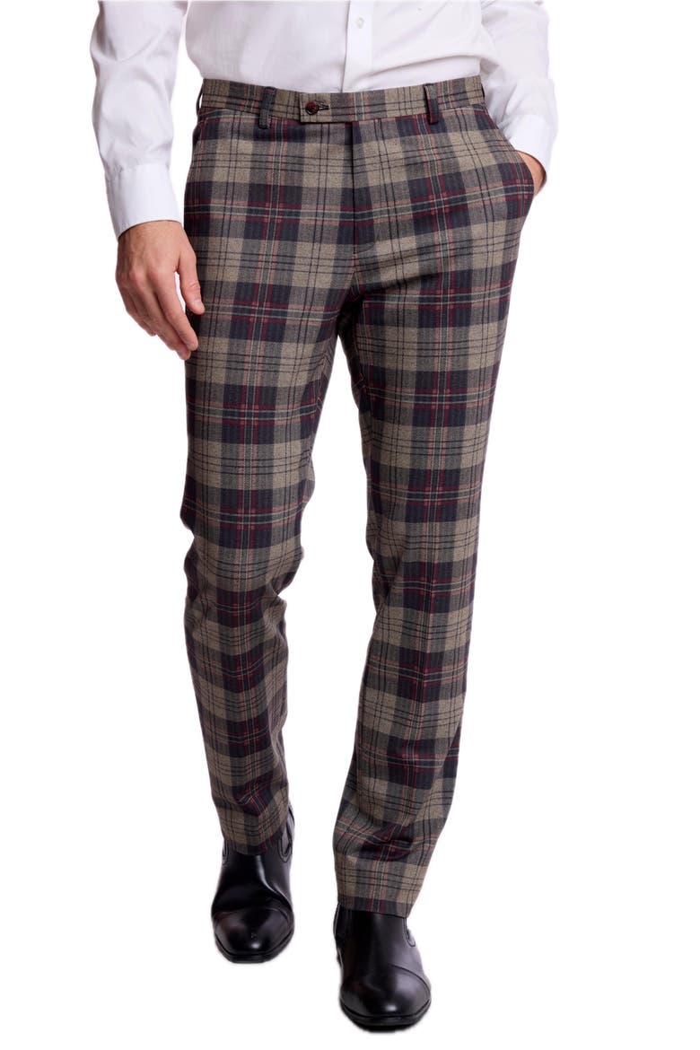 Downing Slim Fit Plaid Pants, Alternate, color, BLK BG RED HB KNIT PLAID