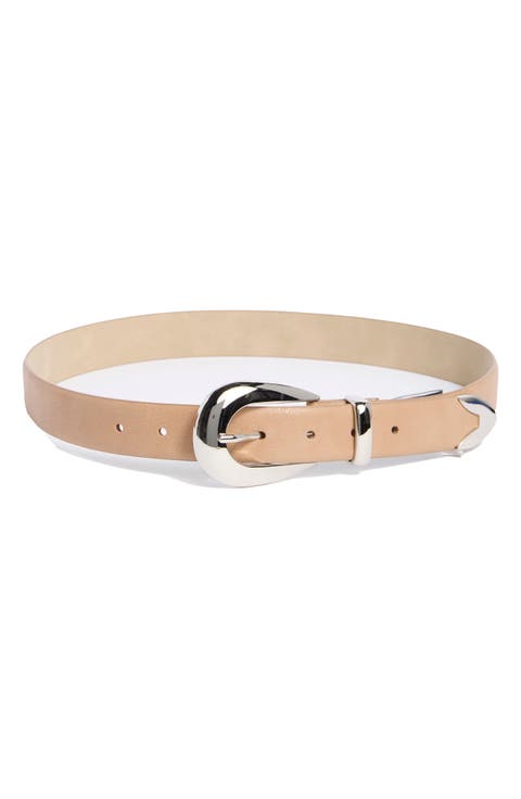 Curved Buckle Faux Leather Belt