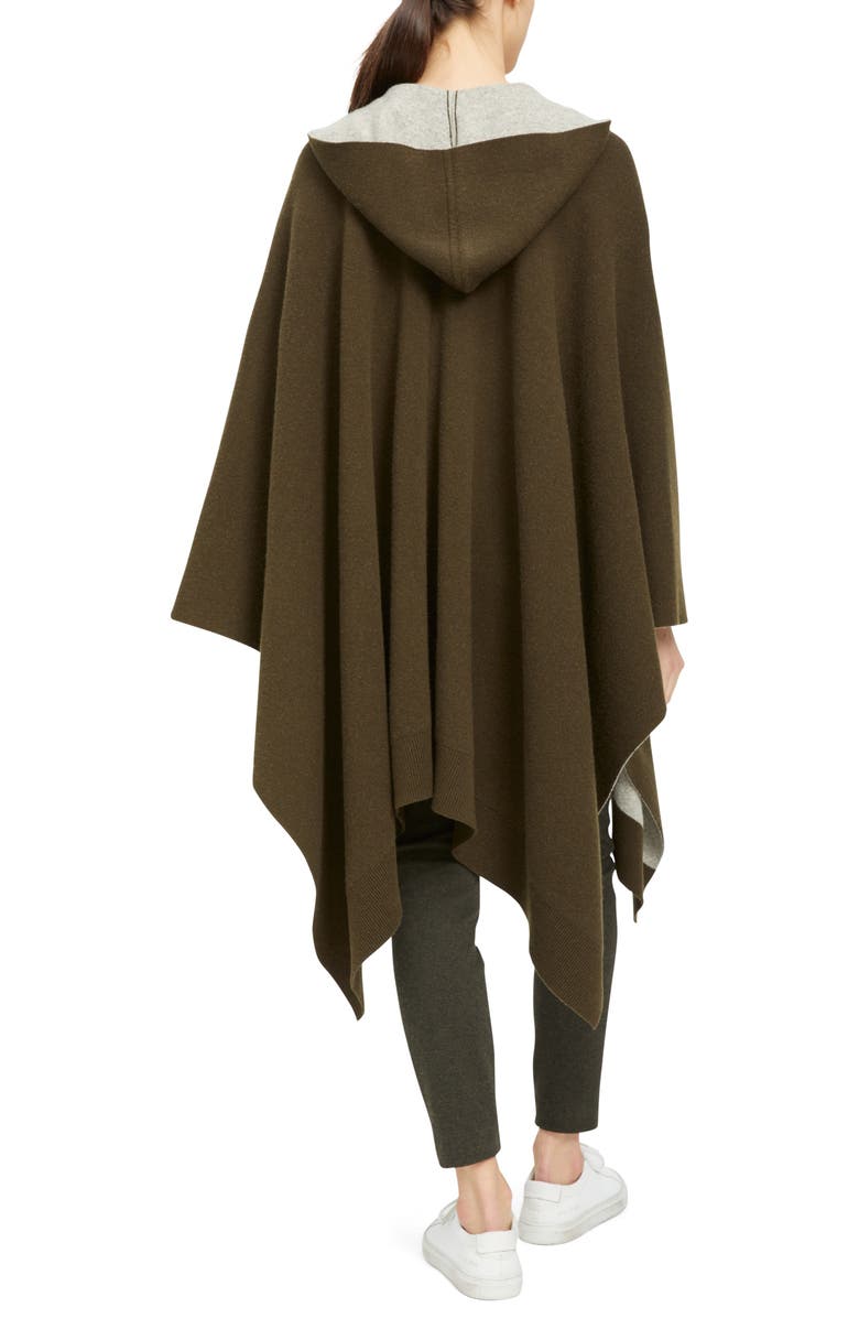 Theory Hooded Wool & Cashmere Poncho, Alternate, color, Military/ Oatmeal