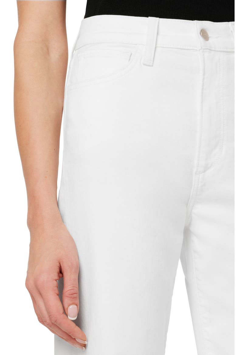 The Blake Raw Hem High Waist Crop Wide Leg Jeans, Alternate, color, WHITE