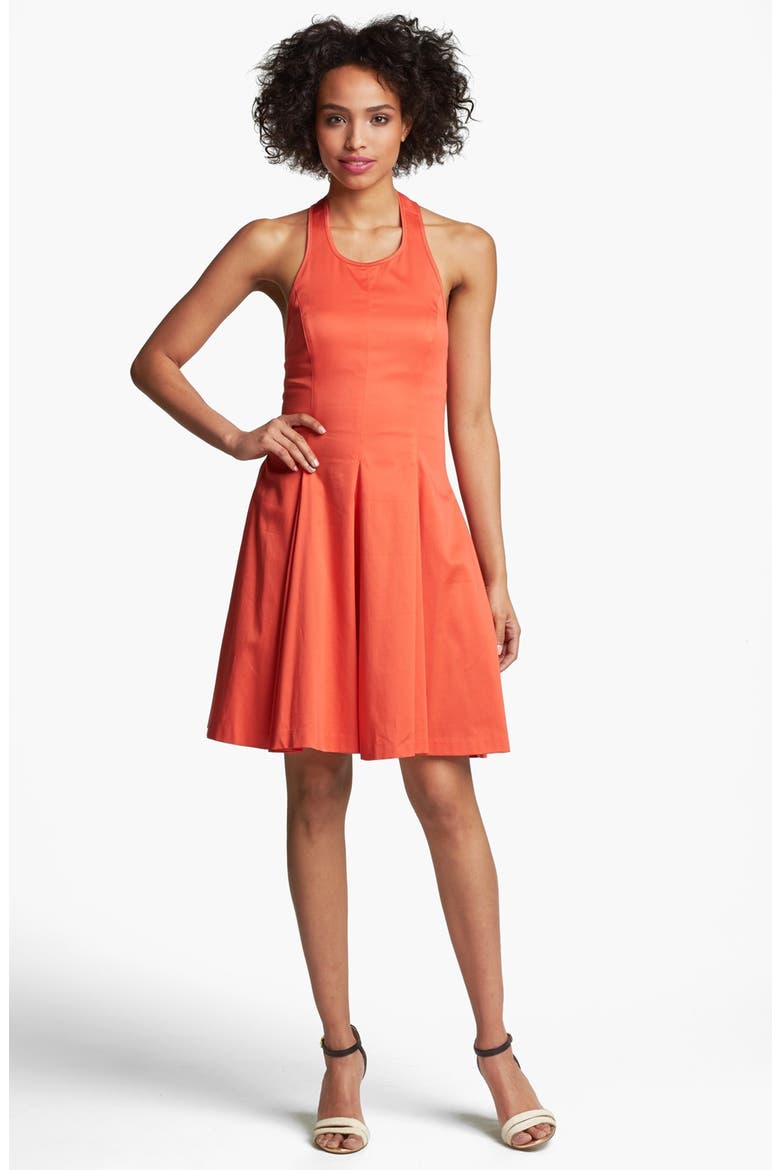 Fit & Flare Halter Dress, Main, color, CORAL