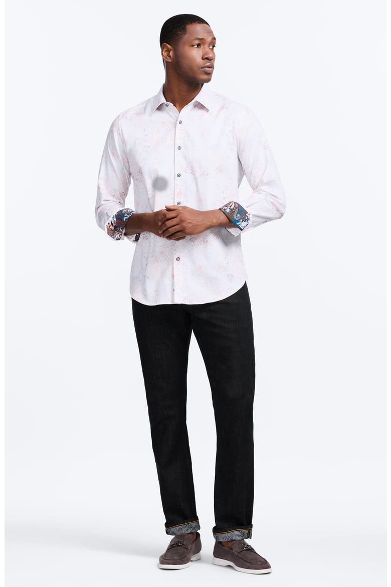Addington Faded Paisley Stretch Cotton Button-Up Shirt, Alternate, color, WHITE MULTI