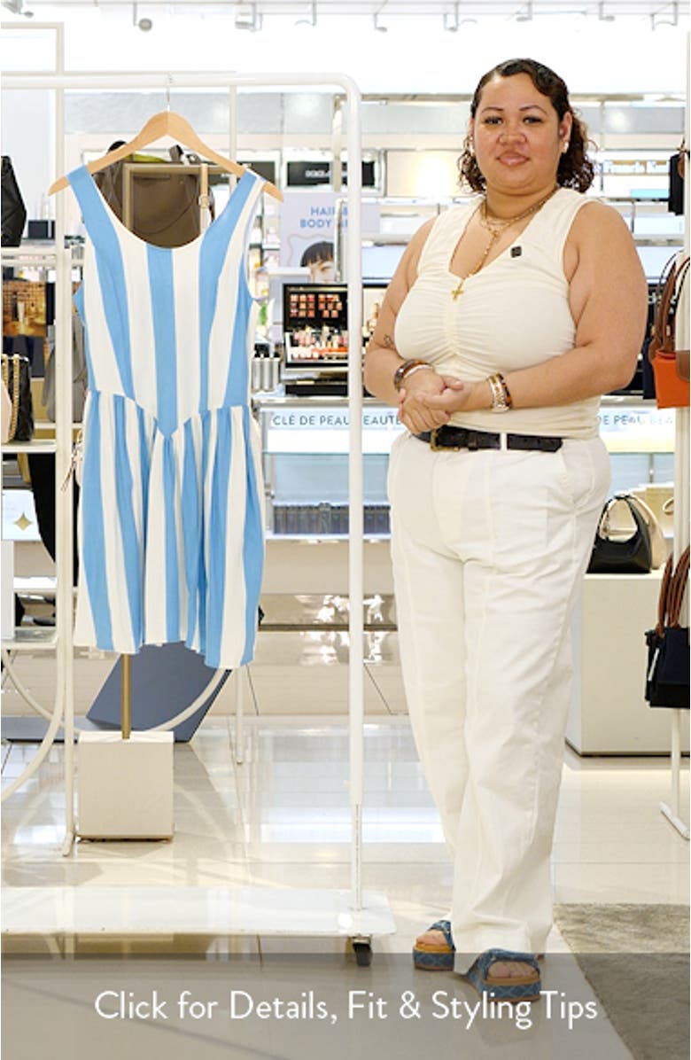 Stripe Linen Blend Sleeveless Fit & Flare Minidress, sales video thumbnail