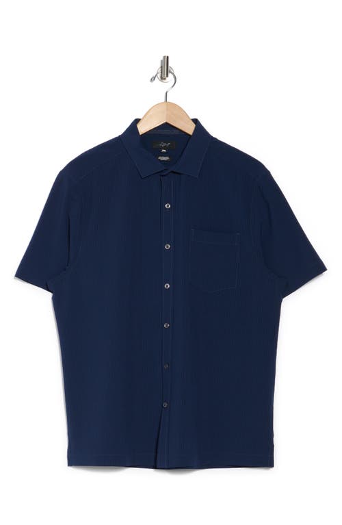 Greg Norman Stripe Seersucker Short Sleeve Button-up Golf Shirt
