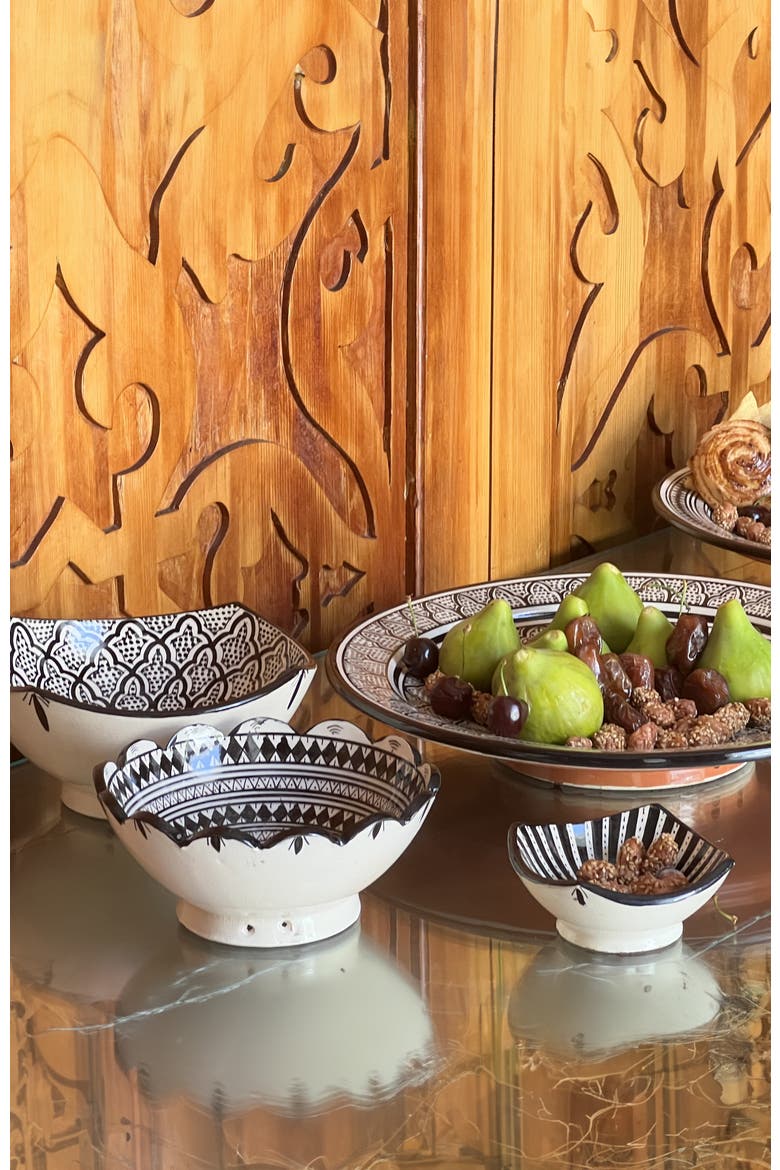 Moroccan Ceramic Nesting Bowls, Alternate, color, Black