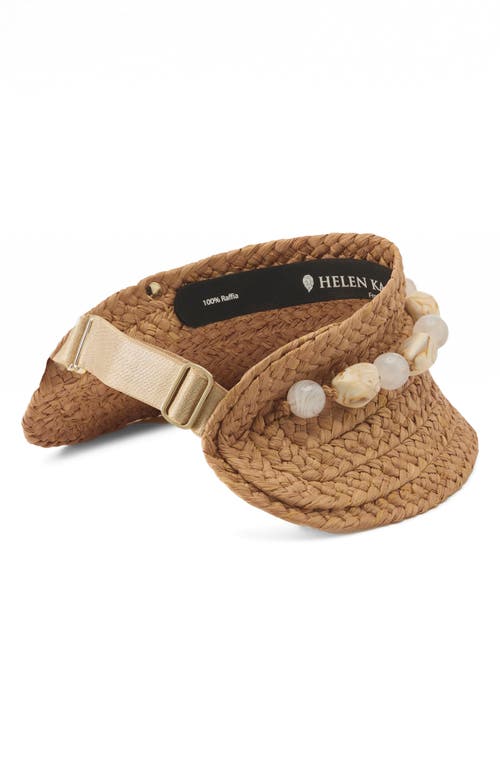Helen Kaminski Nyla Packable Pebble Braided Raffia Visor In Nougat/natural