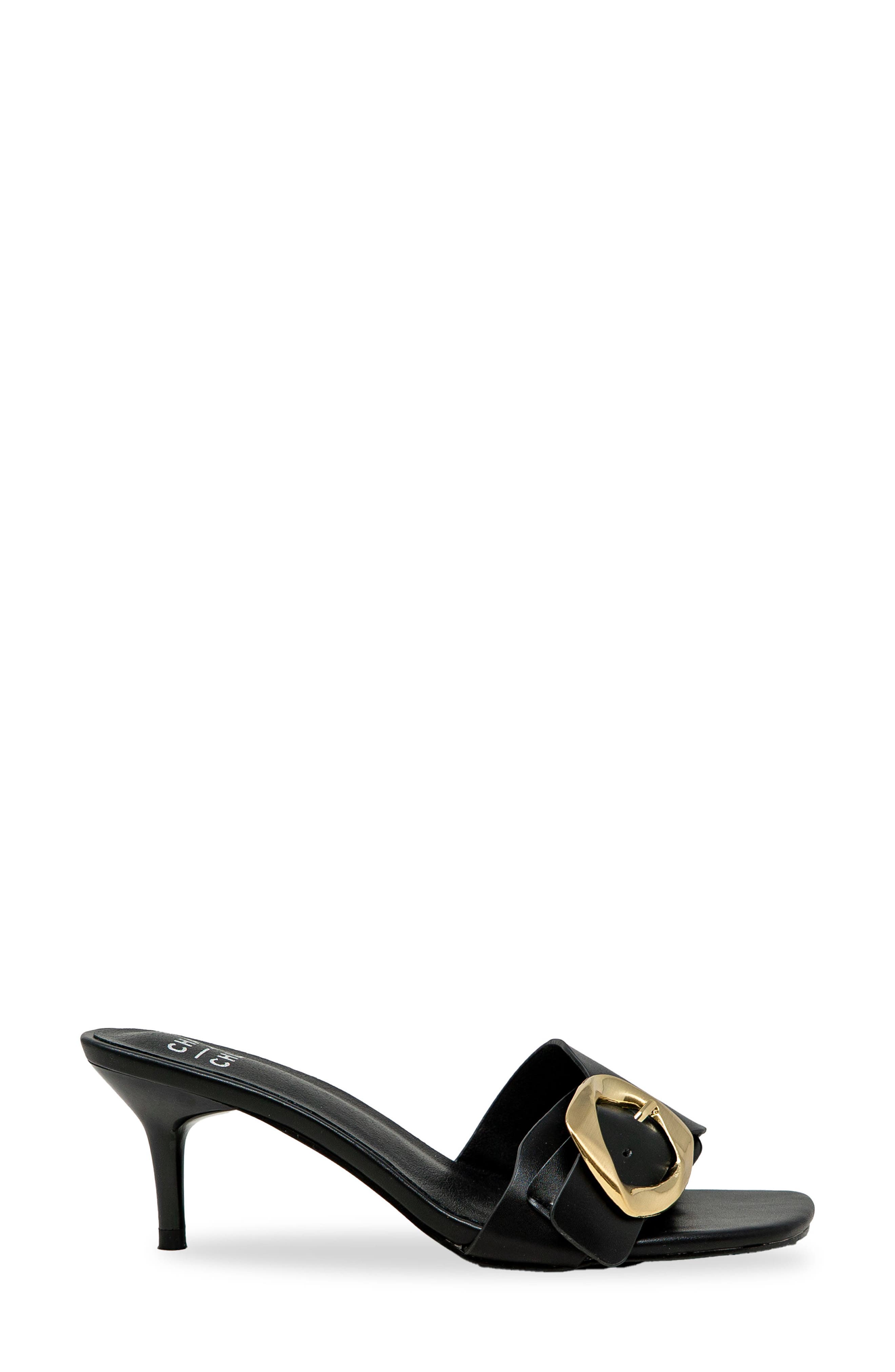 CHASE AND CHLOE Nailee Buckle Slide Sandal, Alternate, color, Black