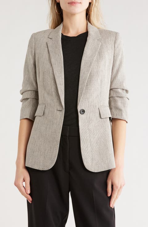 Ruched Sleeve Blazer