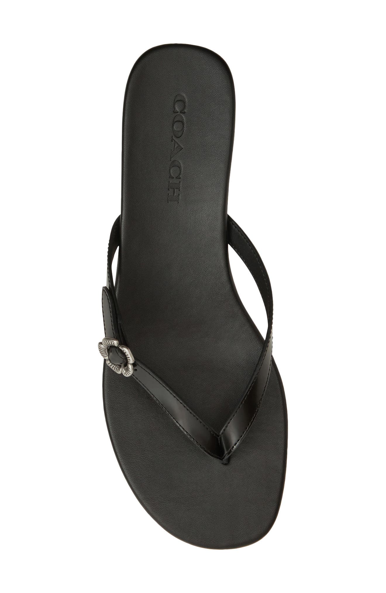 COACH Tea Rose Kitten Heel Flip Flop, Alternate, color, Black