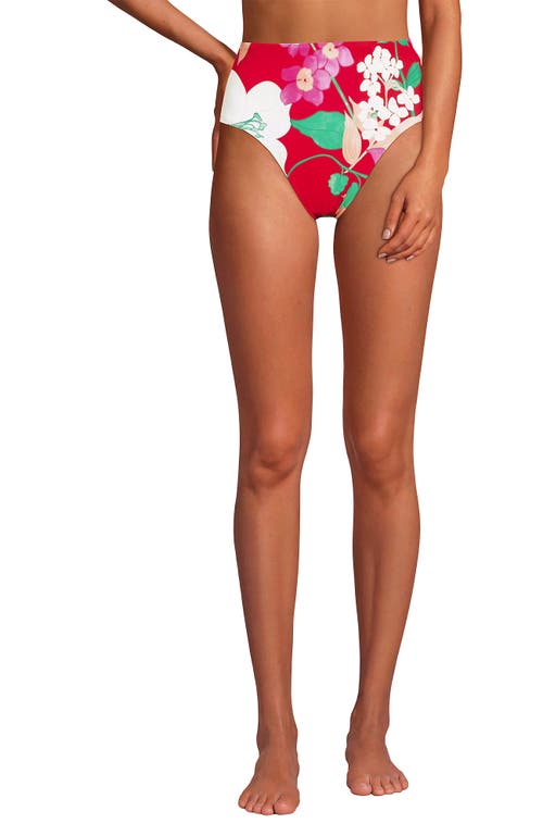 LANDS' END LANDS' END RIBBED SMOOTHING HIGH WAISTED BIKINI BOTTOMS