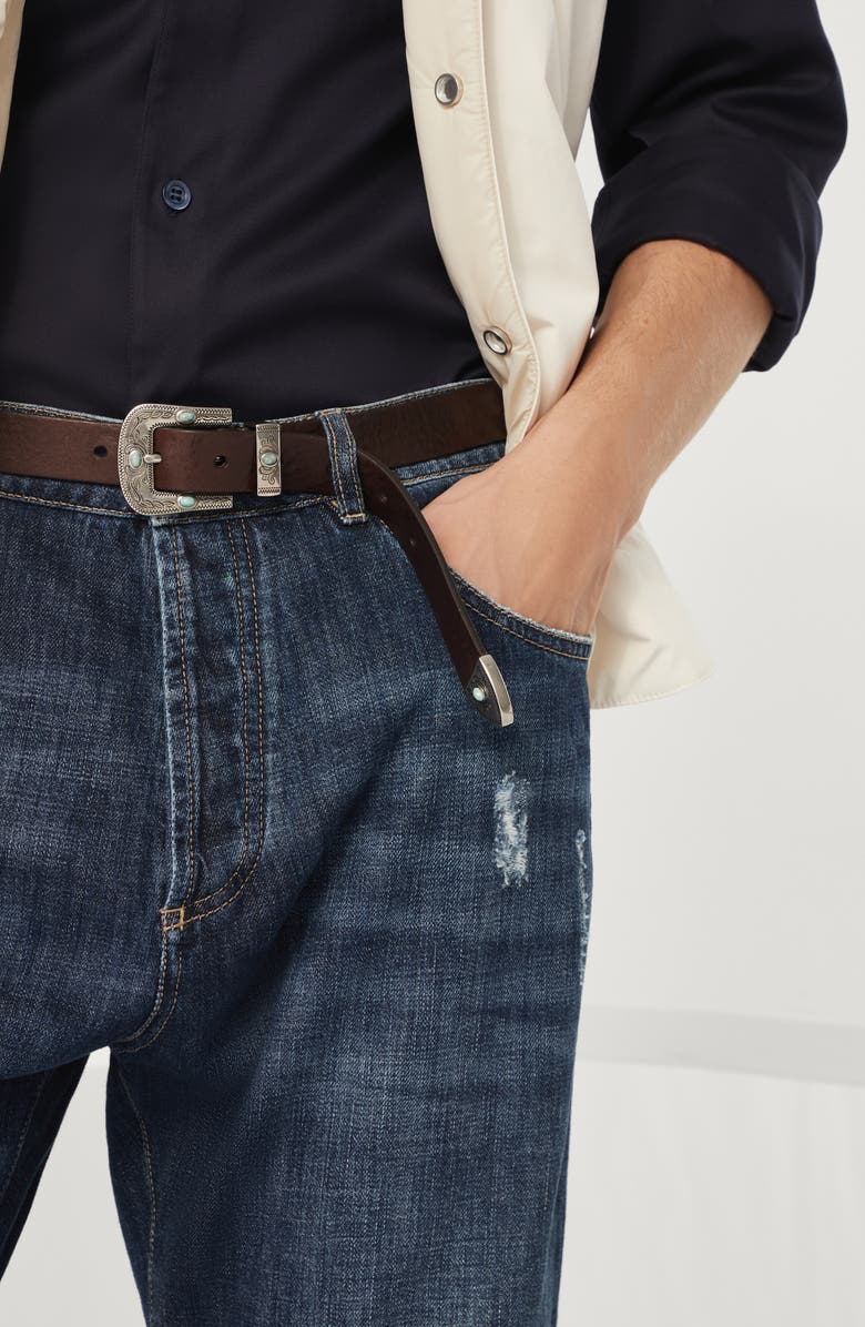 Brunello Cucinelli Belt with detailed buckle, Alternate, color, 