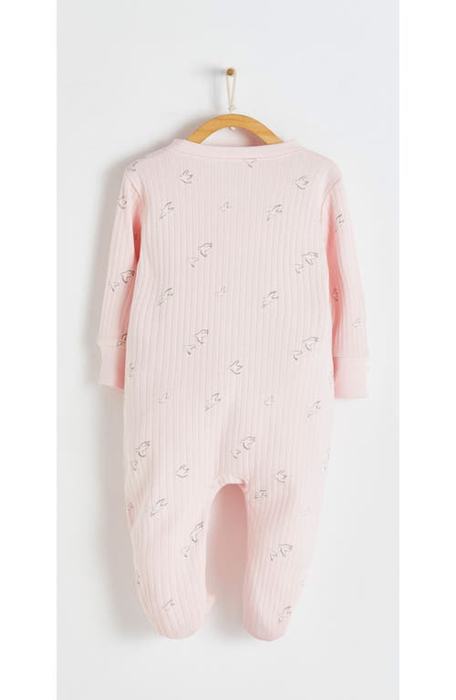 Shop Babycottons Goose Zip Footed Pajama In Pink