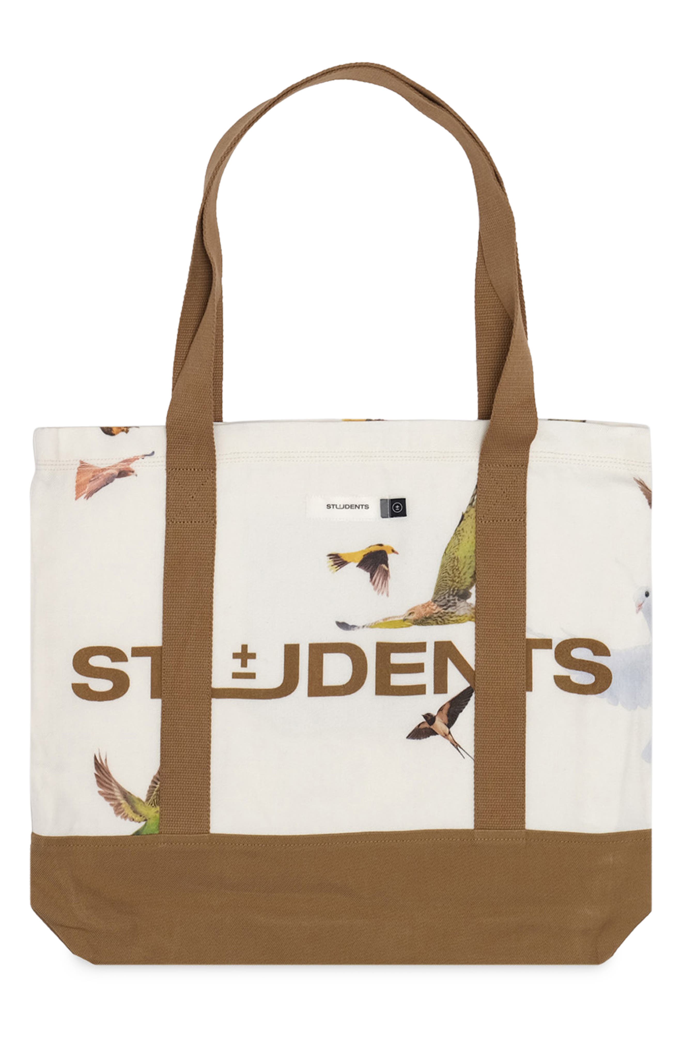STUDENTS Bird Studies Tote Bag, Main, color, White