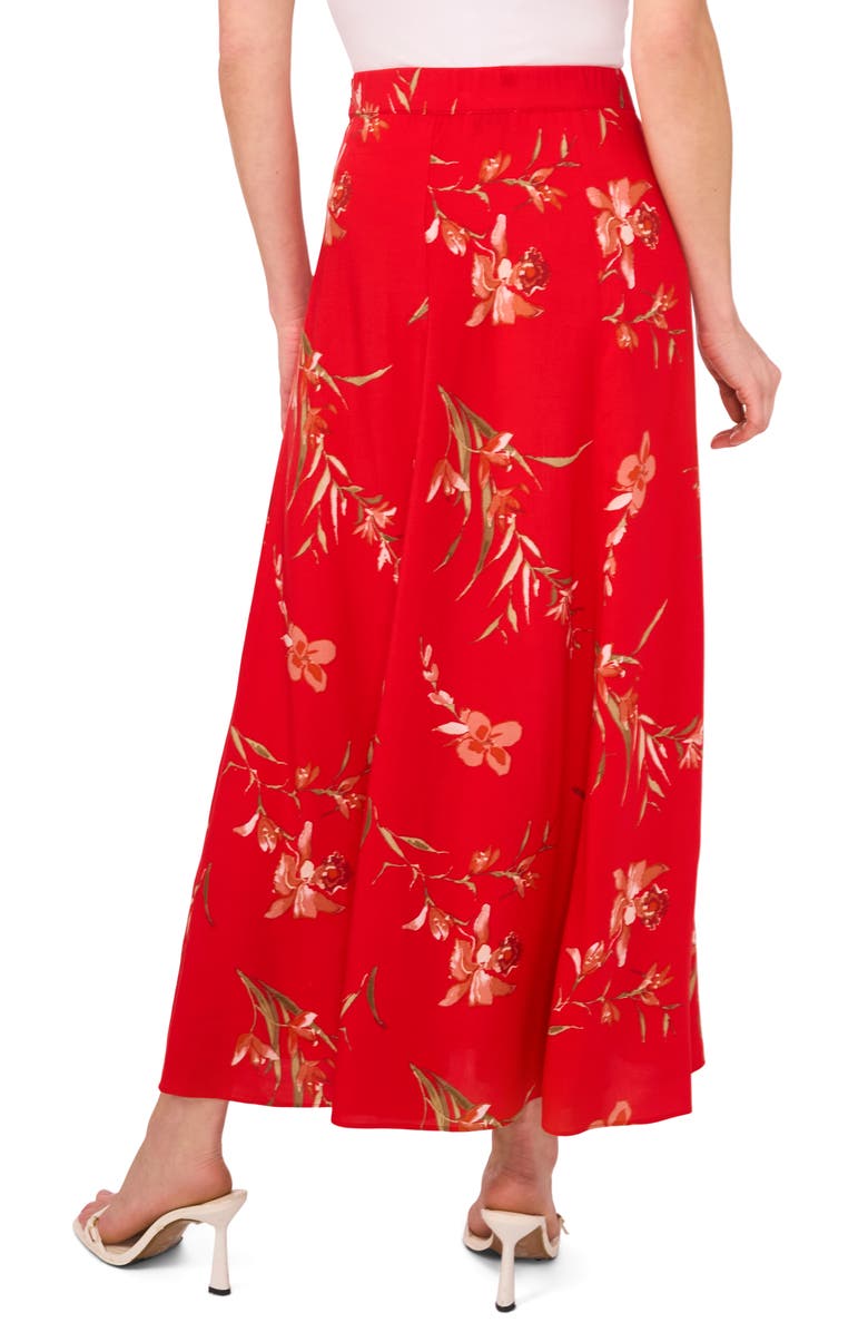 CeCe Floral Print Maxi Skirt, Alternate, color, Fiery Red