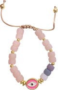 Adornia Pink Evil Eye Enamel Beaded Bracelet