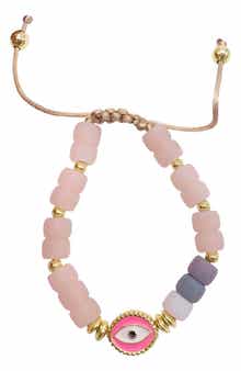 Adornia Pink Evil Eye Enamel Beaded Bracelet