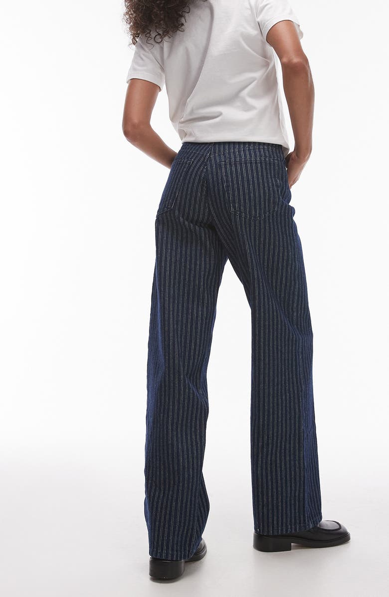 Topshop Stripe Mid Rise Column Jeans, Alternate, color,