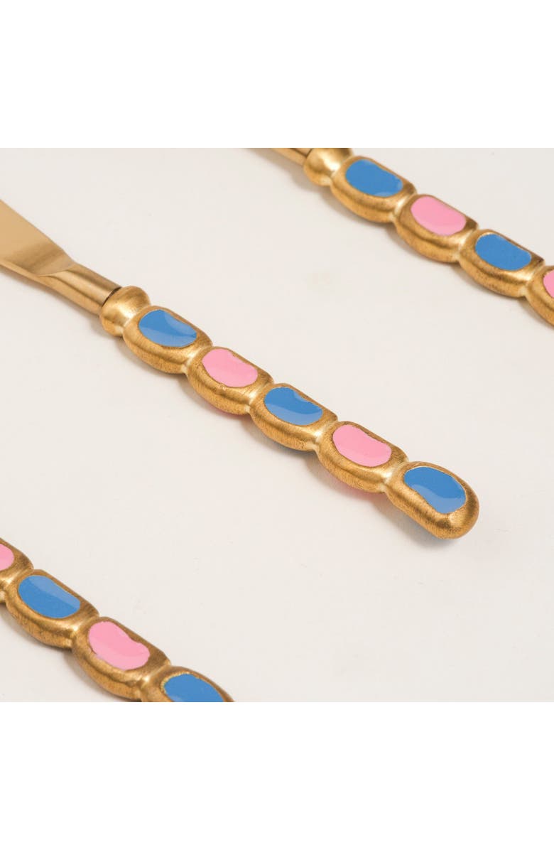 Zsa Zsa Zsu Rampur Set Of 3 Stainless Steel Dessert Fork Spoon Knife Set, Alternate, color, Gold