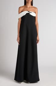 TOM FORD Contrast Draped Neck Crepe Gown