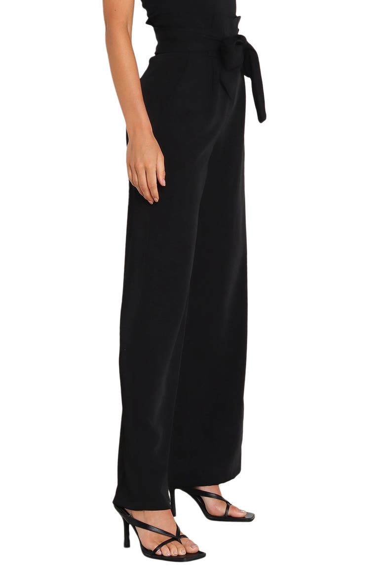 Kieran Tie Waist Wide Leg Pants, Alternate, color, BLACK