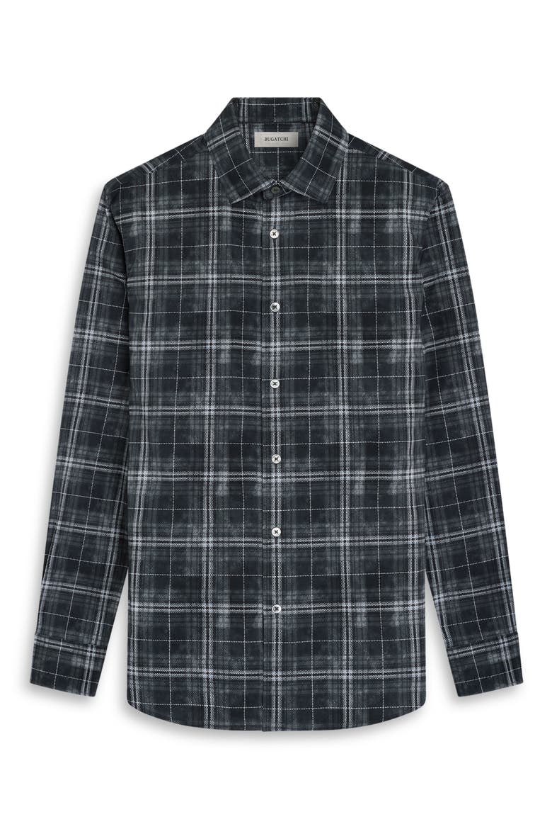 Axel Plaid Long Sleeve Shaped Shirt, Alternate, color, BLACK