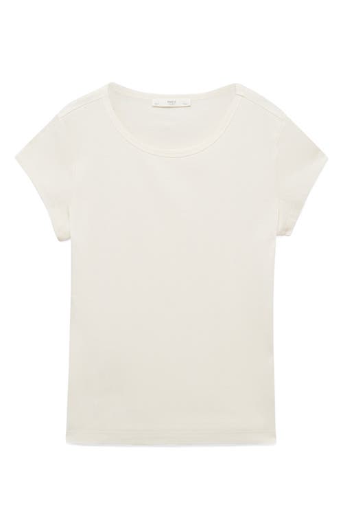 Mango Crewneck Cotton T-shirt In Ecru