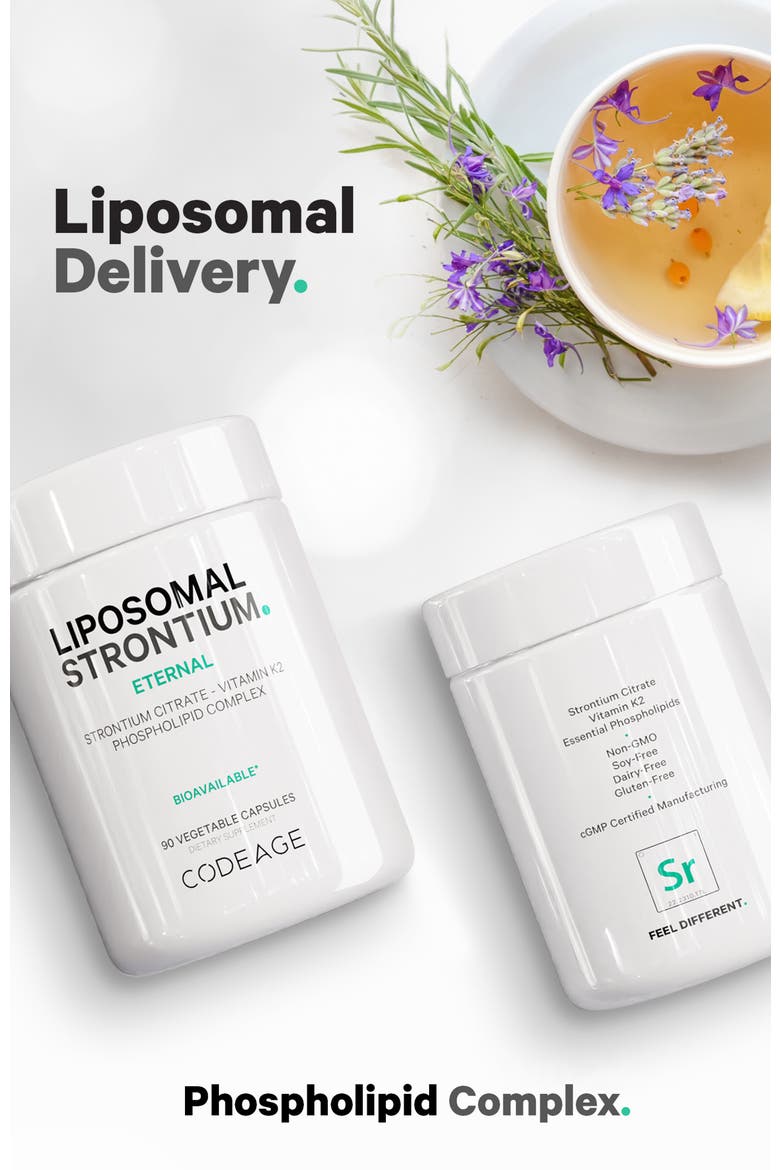 Liposomal Strontium + Vitamin K2 MK-7 Supplement, Alternate, color, White