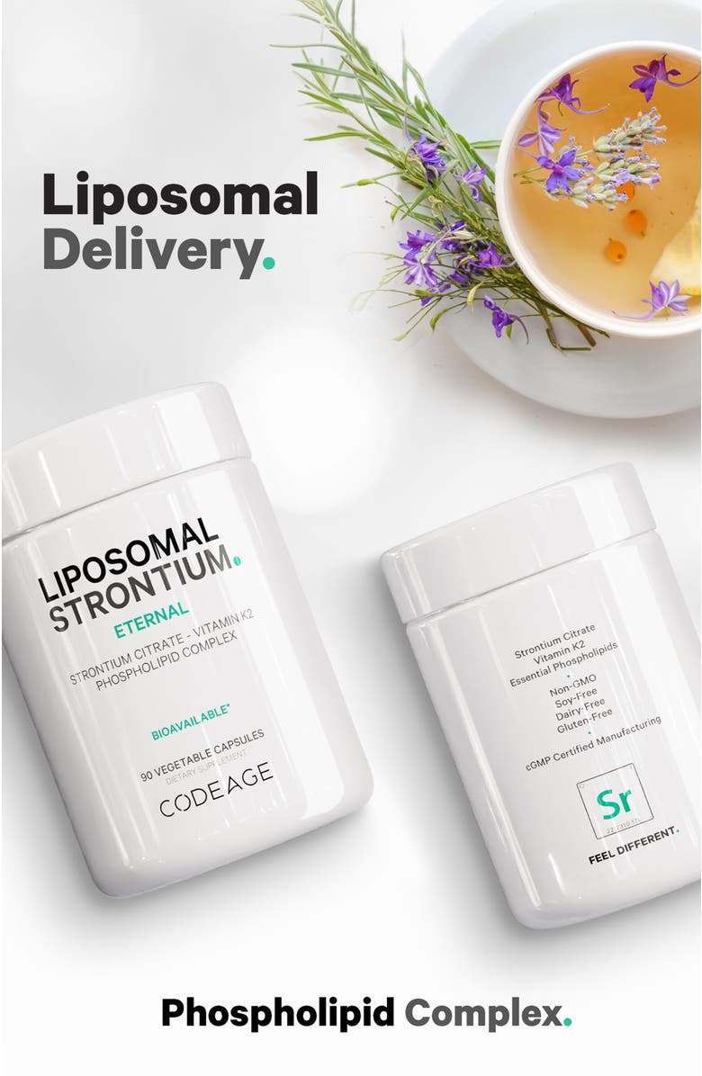 Codeage Liposomal Strontium + Vitamin K2 MK-7 Supplement, Alternate, color, White