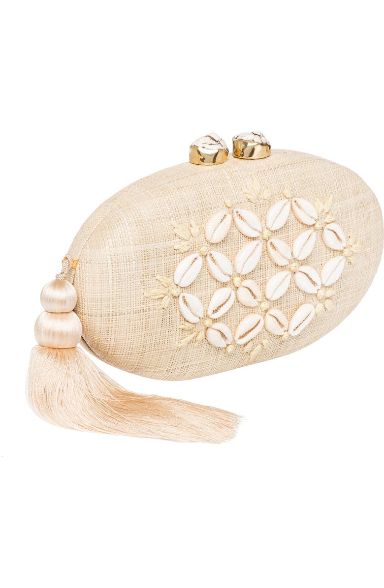 Rafe New York Joanna Ellipse Clutch, Alternate, color, Natural / Ivory