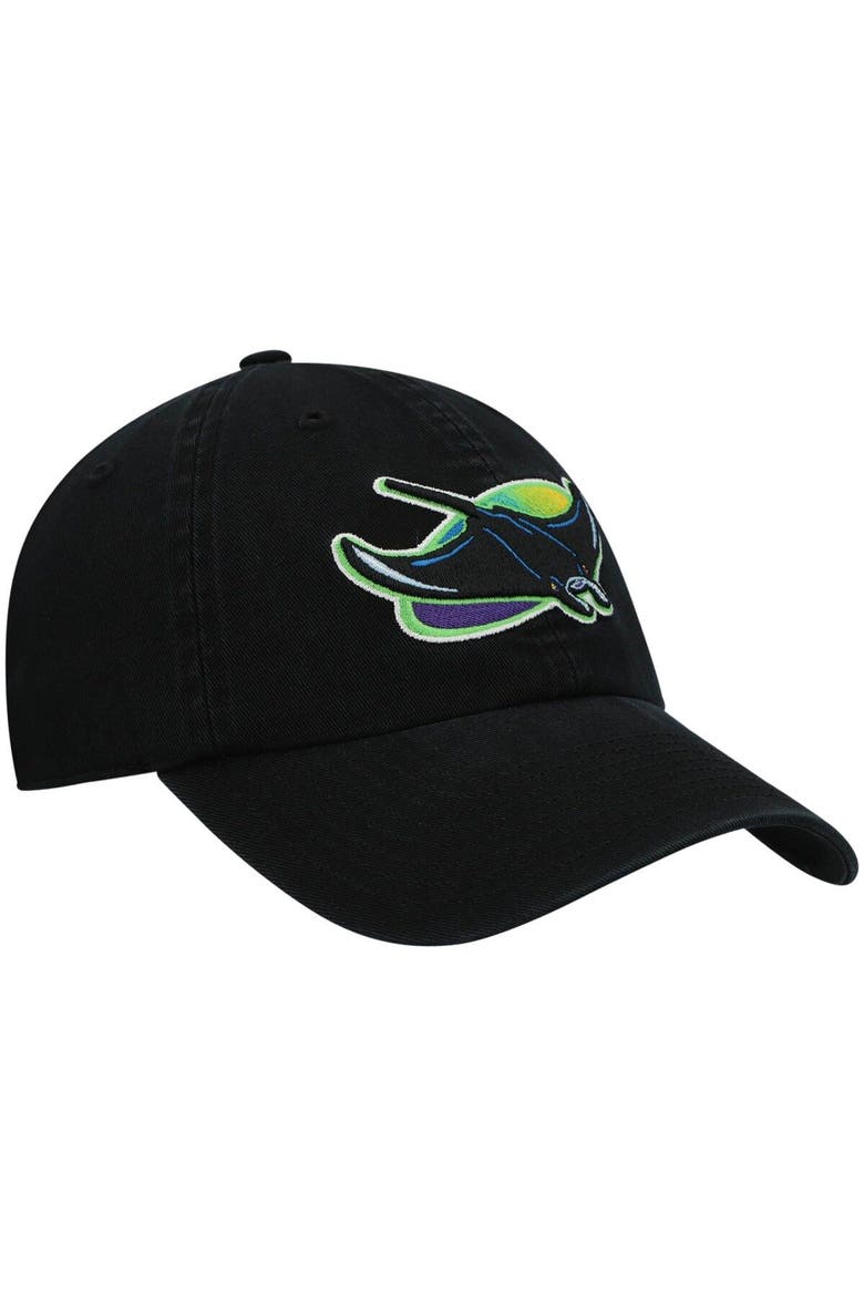 Men's '47 Black Tampa Bay Rays 2000 Logo Cooperstown Collection Clean Up Adjustable Hat, Alternate, color, Black