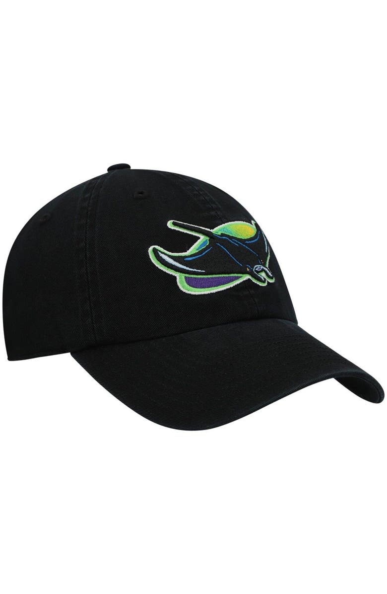 '47 Men's '47 Black Tampa Bay Rays 2000 Logo Cooperstown Collection Clean Up Adjustable Hat, Alternate, color, Black
