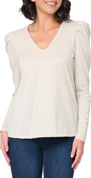 GIBSONLOOK Pleated Shoulder Knit Top