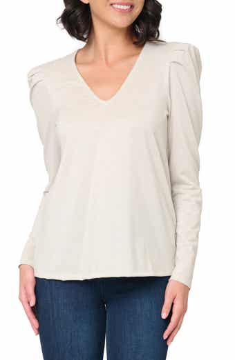 GIBSONLOOK Pleated Shoulder Knit Top