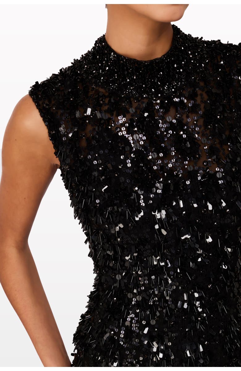 Jenny Packham Julianne Sequin-Embellishment Ruffle Maxi Dress, Alternate, color, Liquorice
