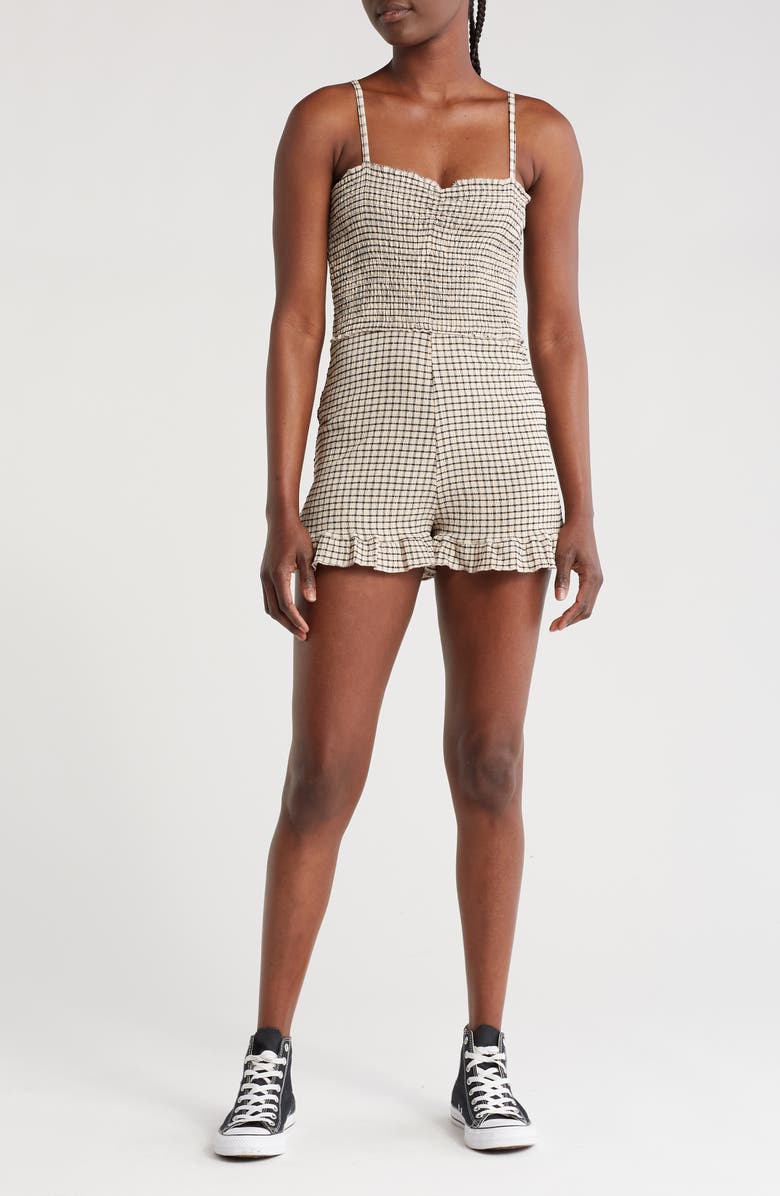 Topshop Ruffle Smocked Romper, Main, color,