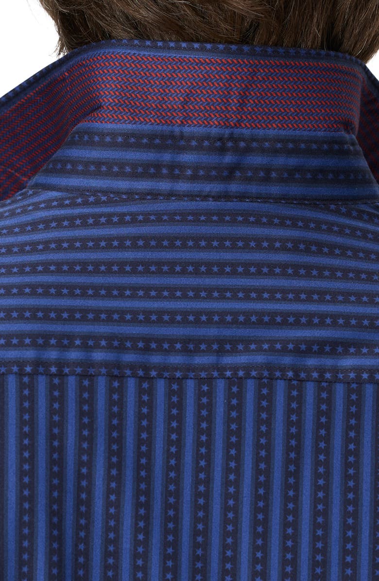 Robert Graham Quiet Glory Stretch Cotton Button-Up Shirt, Alternate, color, Navy