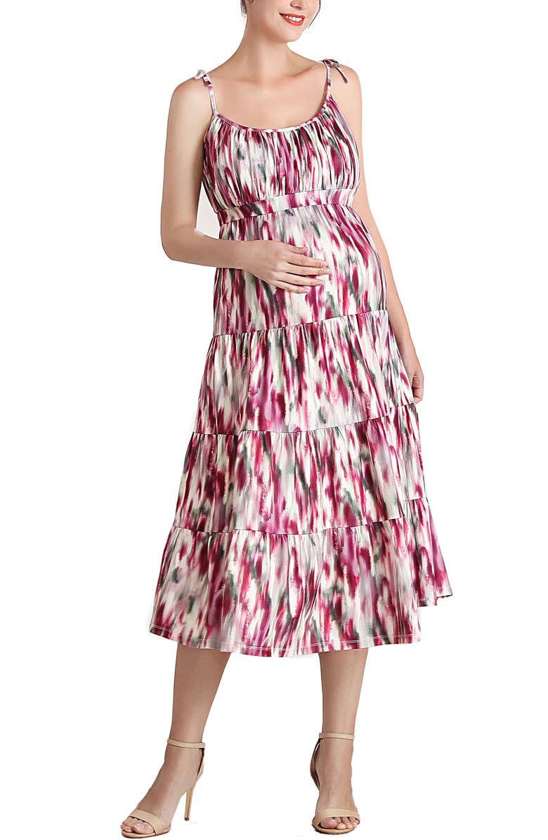 Kimi & Kai Adia Ruffle Maternity Jersey Sundress, Main, color, Multicolored