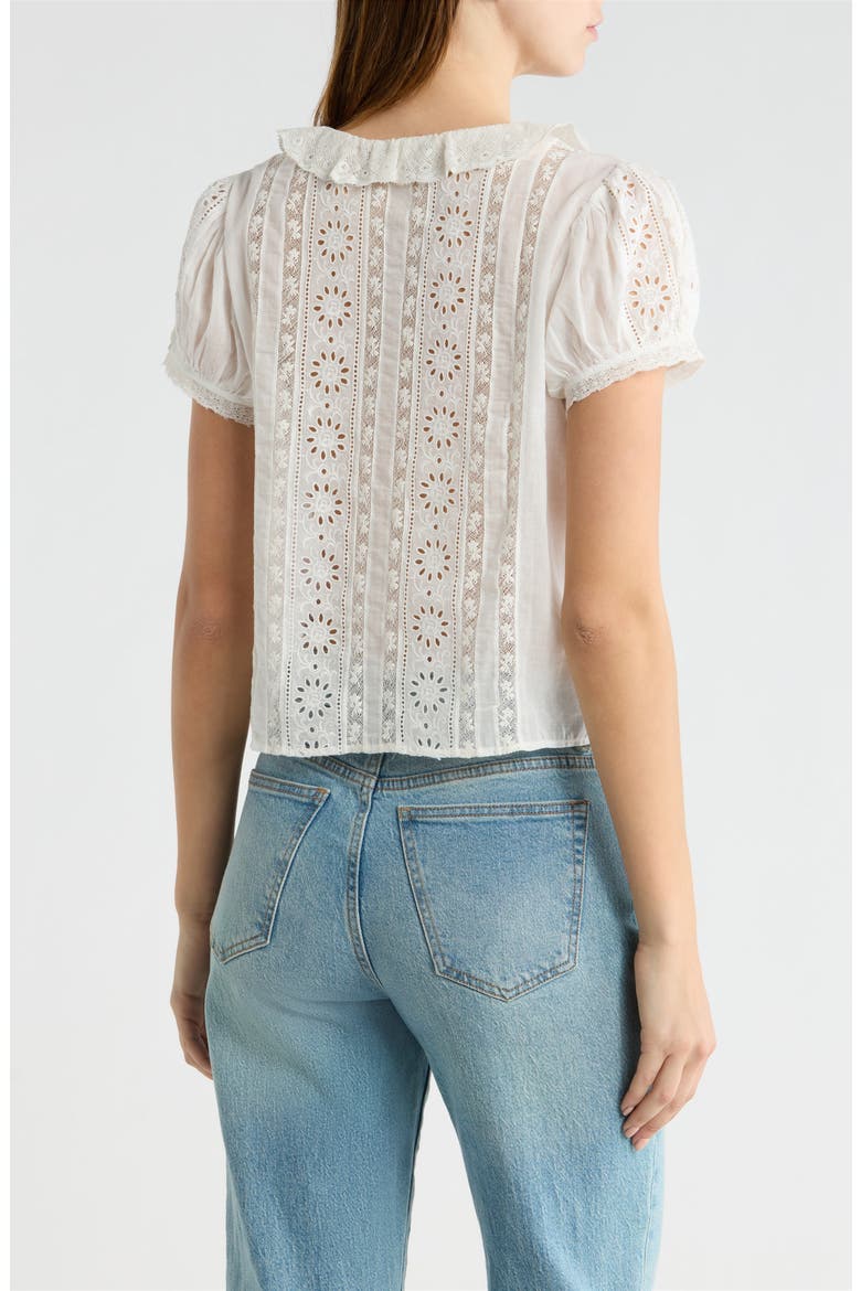 Clairette Eyelet Organic Cotton Voile Top, Alternate, color, SALT