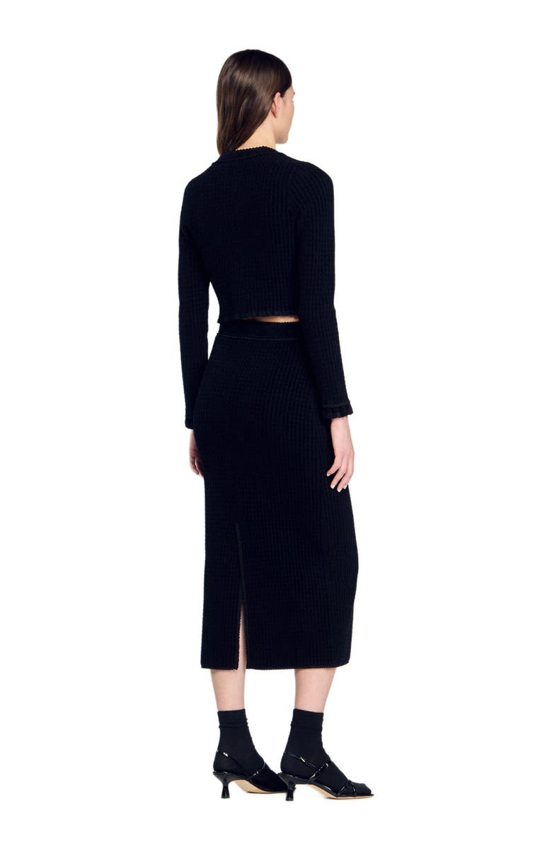 SANDRO Velvet knit cropped cardigan, Alternate, color,