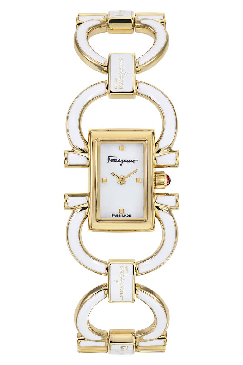 Double Gancio Mini Bracelet Watch, 13.5mm x 20.5mm, Main, color, YELLOW GOLD