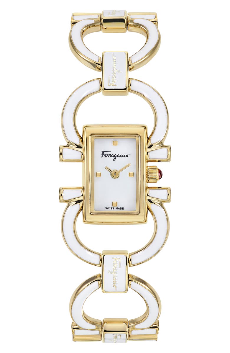 FERRAGAMO Double Gancio Mini Bracelet Watch, 13.5mm x 20.5mm, Main, color, 