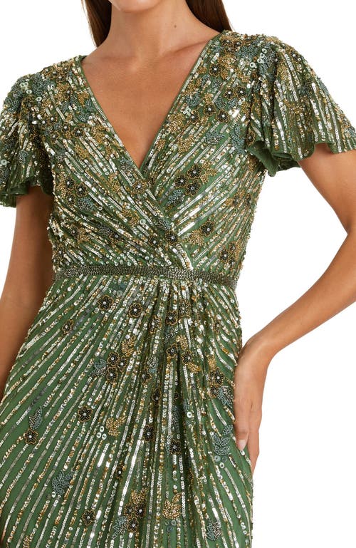 Mac Duggal Womens Embellished Midi Cocktail And Party Dress In Sage