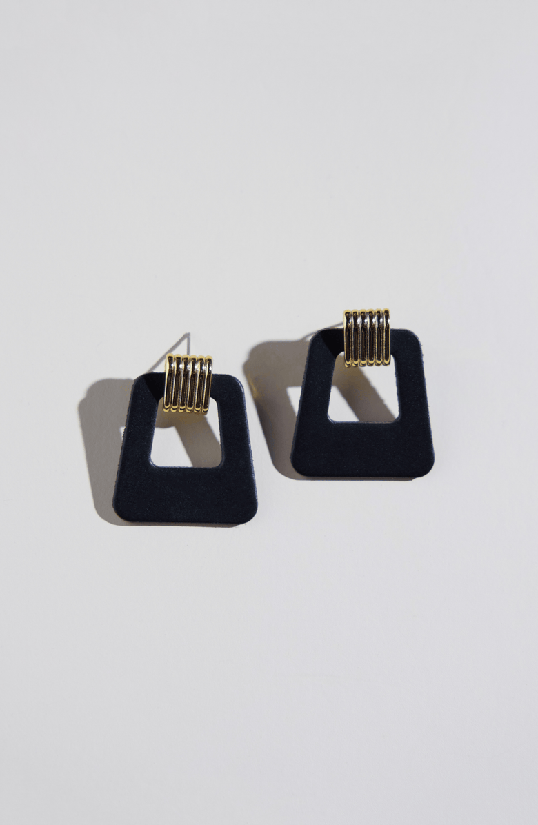 Nickel & Suede Avery Earrings, Alternate, color, Black / Gold