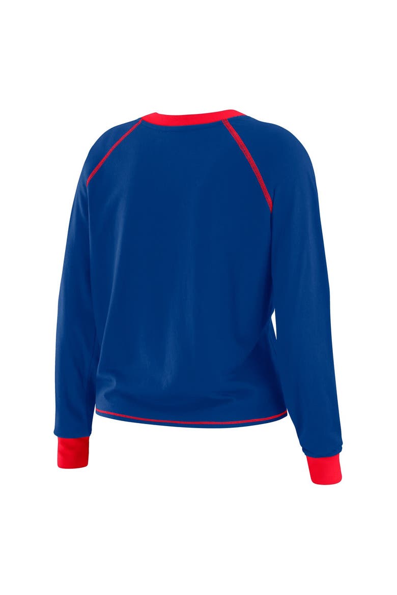 Women's WEAR by Erin Andrews Royal/Red Buffalo Bills Tie-Front Long Sleeve Top, Alternate, color, Royal