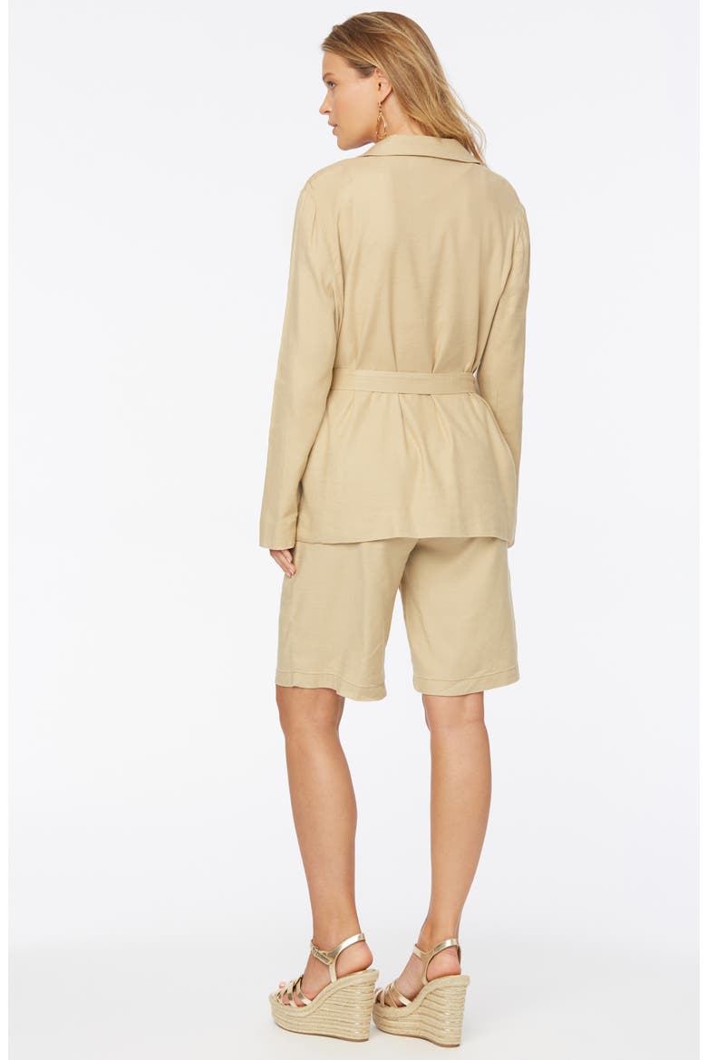 Belted Linen Blend Blazer, Alternate, color, WARM SAND