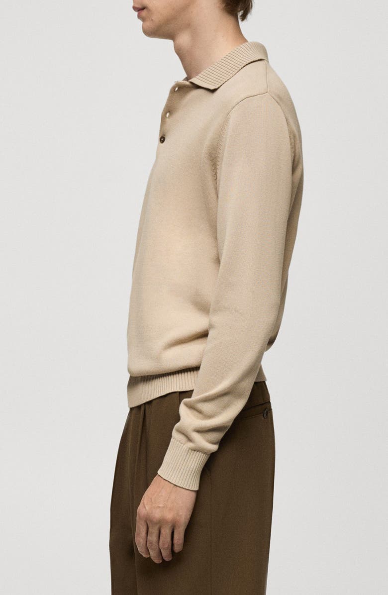 MANGO Long Sleeve Fine Knit Polo Sweater, Alternate, color,