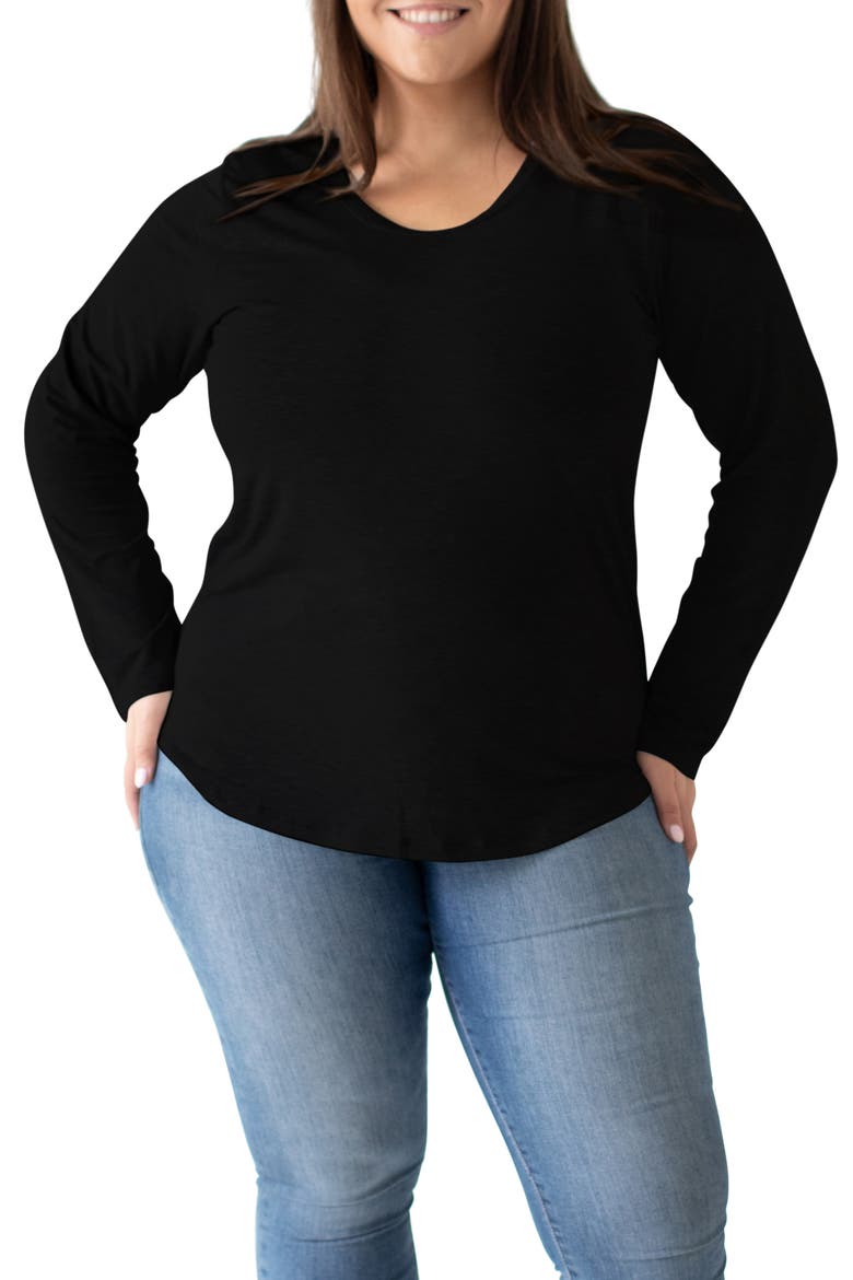 Long Sleeve Maternity/Nursing T-Shirt, Main, color, BLACK