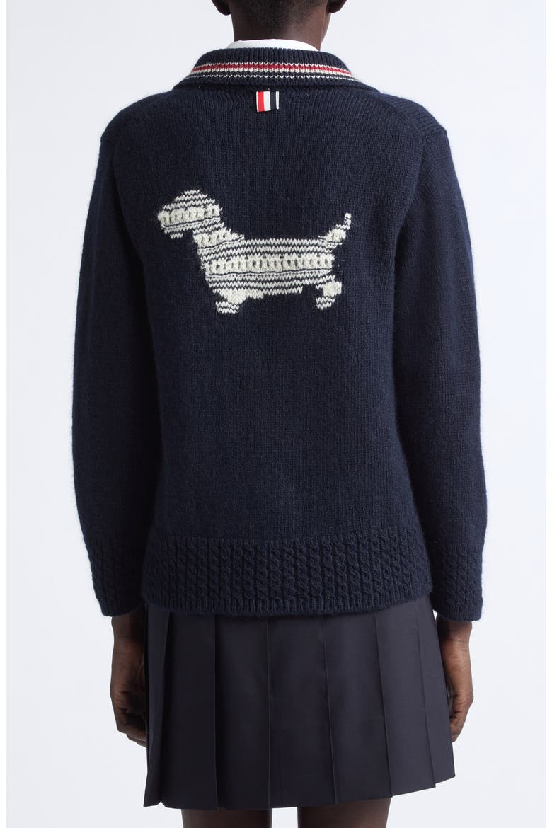 Hector Icon Intarsia Wool & Mohair Cardigan, Alternate, color, NAVY