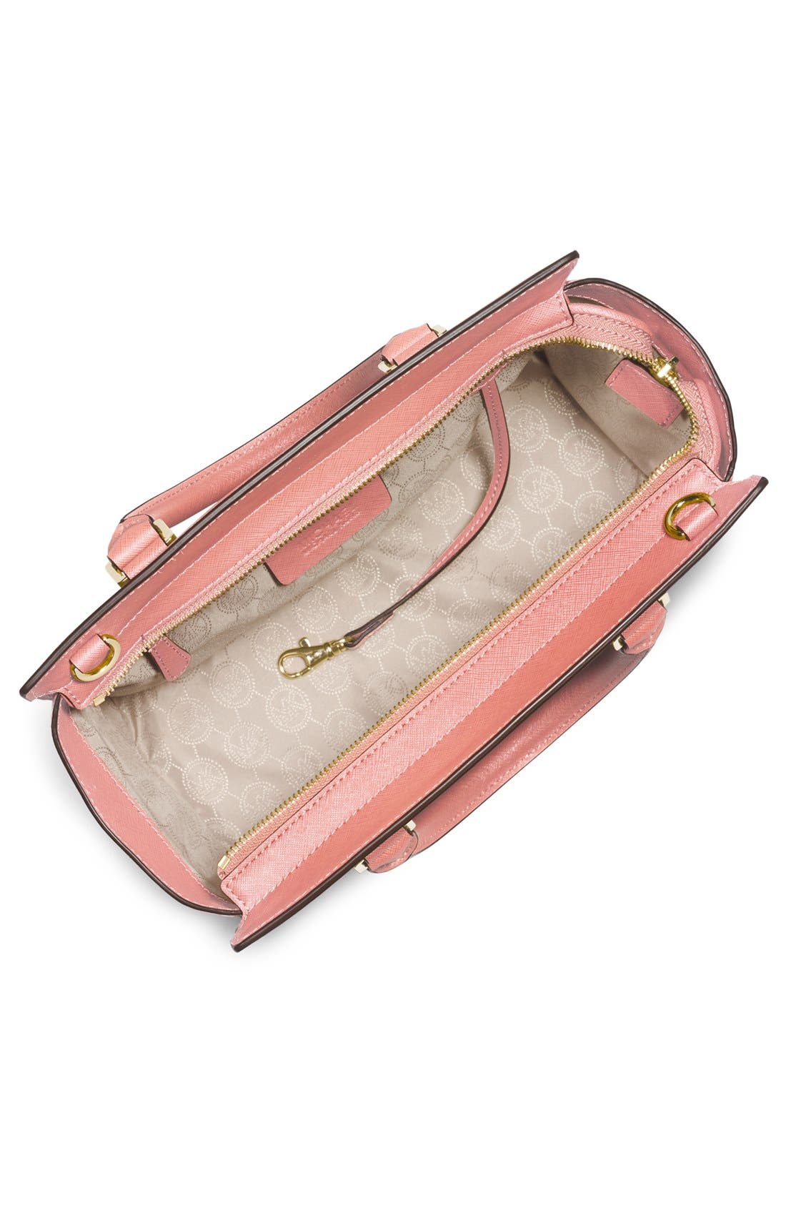 'Medium Selma' Leather Zip Top Satchel, Alternate, color, PALE PINK