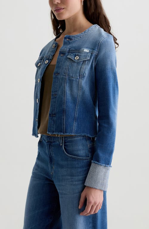 Ag Robyn Raw Hem Fitted Denim Jacket In Blue